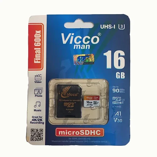 کارت حافظه microSDHC ویکومن مدل A1 V30 600X کلاس 10 استاندارد UHS-I U3 سرعت 90MBps ظرفیت 16 گیگابایت به همراه آداپتور SD